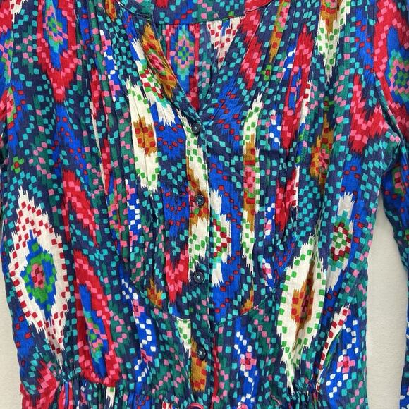 Maeve Anthropologie Womens Topoxte Geometric Drop Waist Boho Tunic Blouse Size 6 - Picture 4 of 13